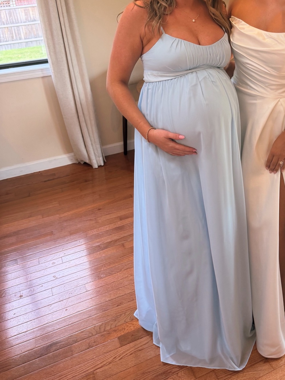 Elegant Light Blue Maternity Maxi Dress